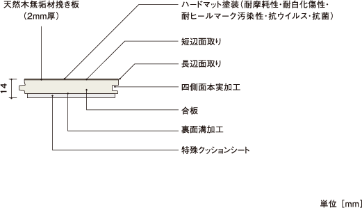 断面図 | 朝日ウッドテック 非住宅フローリング MESSAGE(メッセージ)