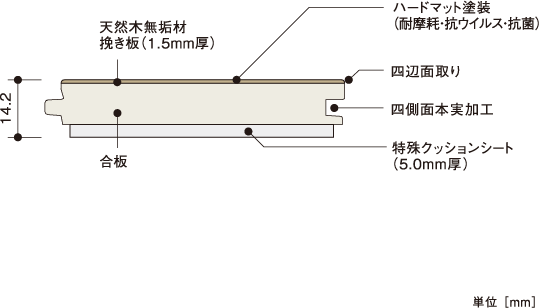 断面図 | 朝日ウッドテック 非住宅フローリング MESSAGE(メッセージ)